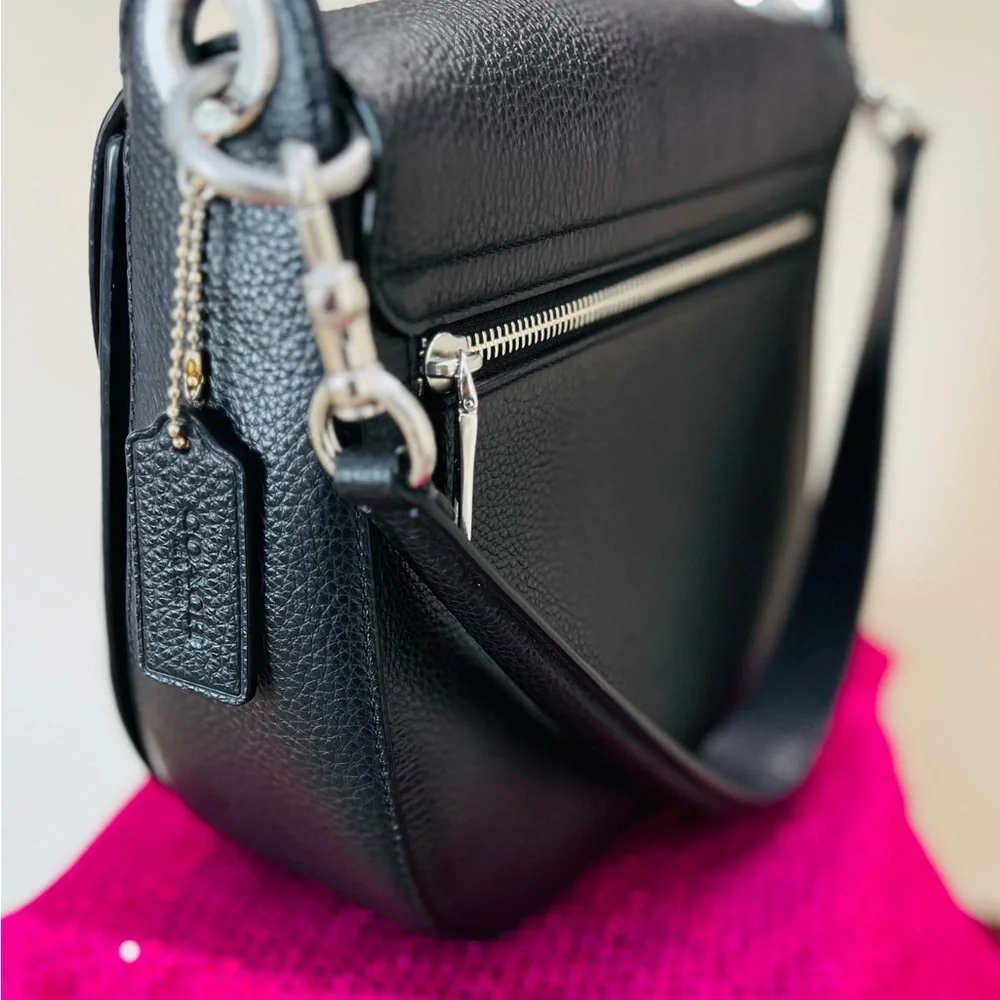 Coach Black Crossbody Saddle Bag with Metal Buckle - Picture 2 of 5